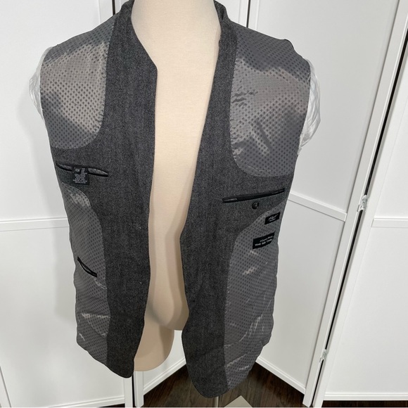 Filafil Platinum Men Gray Herringbone Blazer Wool Silk Cashmere 42R Elbow Patch - Picture 4 of 12